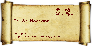 Dékán Mariann névjegykártya