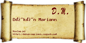 Dékán Mariann névjegykártya
