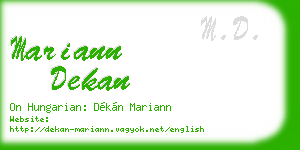 mariann dekan business card