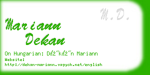 mariann dekan business card